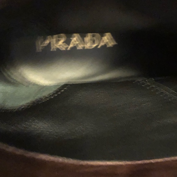 PRADA Women's Brown Leather Motorcycle Boots Ankle 37.5 - Picture 9 of 9